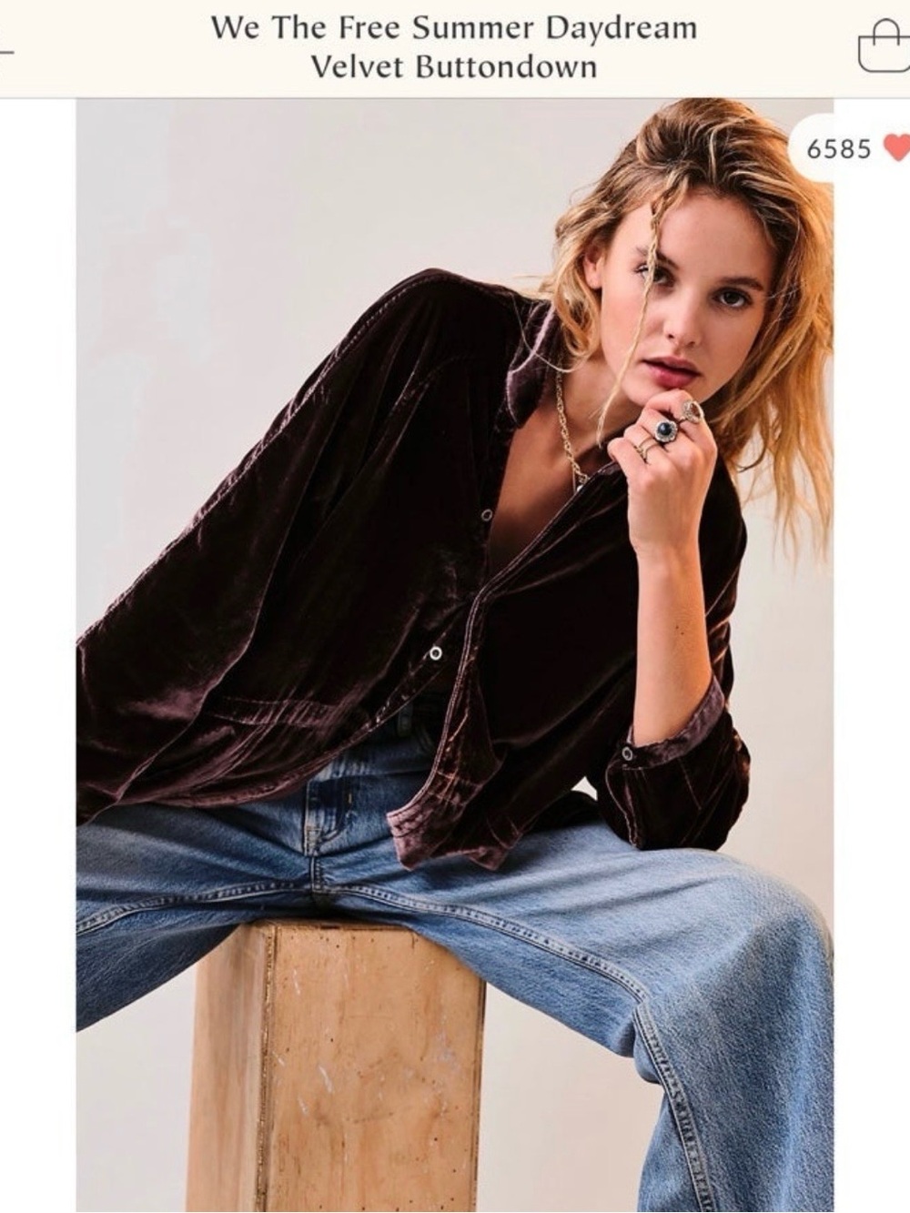 We The Free Velvet Buttondown Shirt